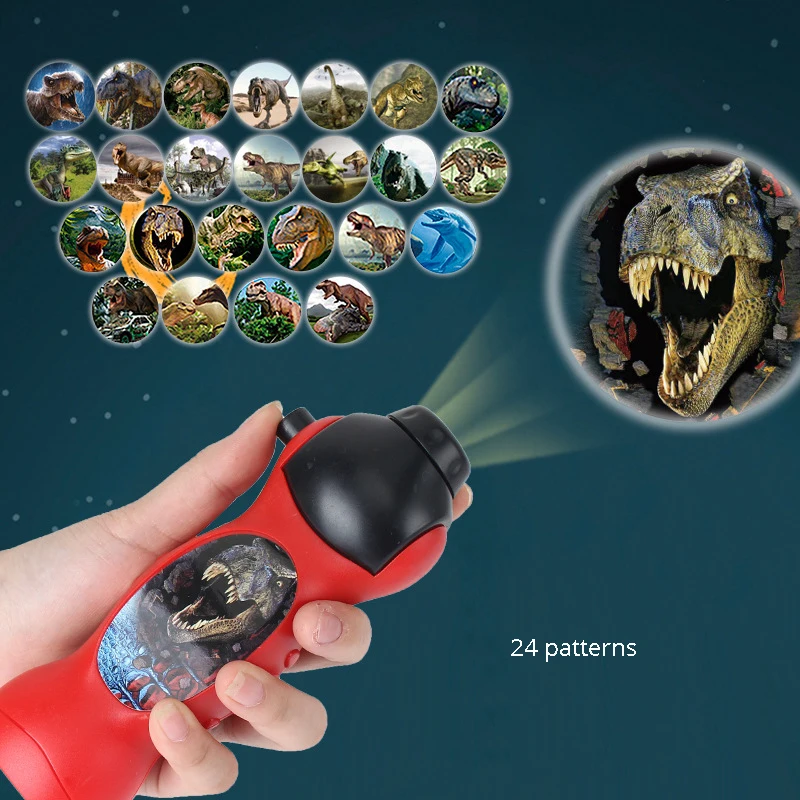 

1pc Dinosaur Shark Flashlight Projector Torch Sleeping Story Book Learning Early Educational Toy for Kids Xmas Gift Light Up Toy