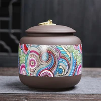 japanese style painted ceramic tea pot moisture proof sealed jar household multi functional storage jar crafts home decoration