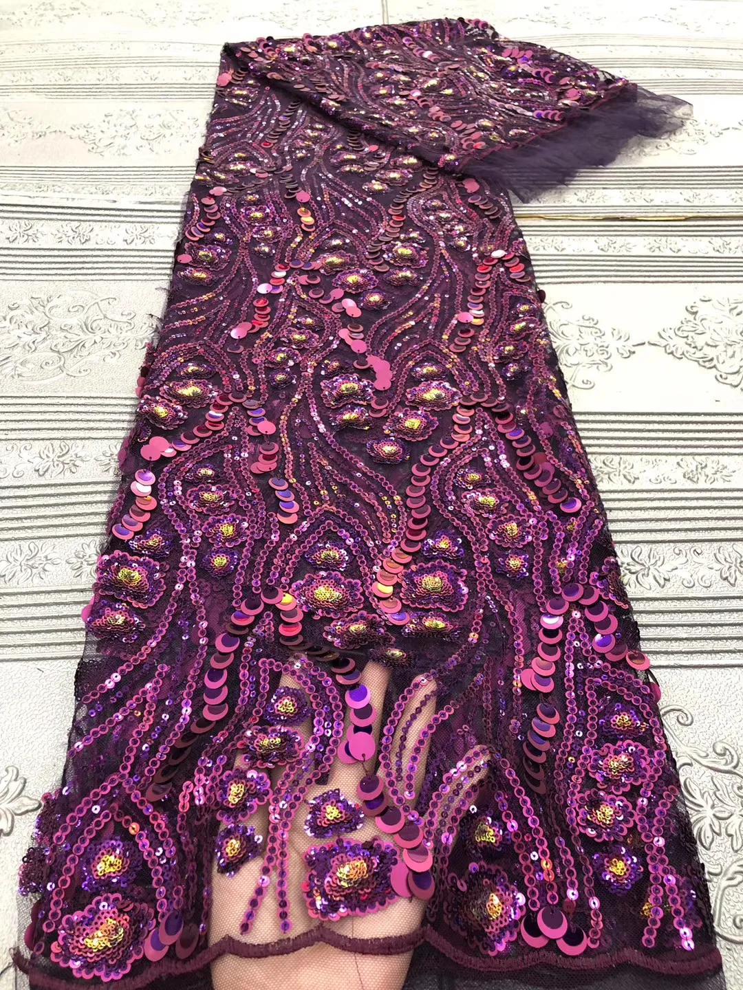 

LACE Caramel Sequins Milk Silk Lace African Lace Fabric High Quality Water Soluble Guipure Cord Lace for Wedding Party