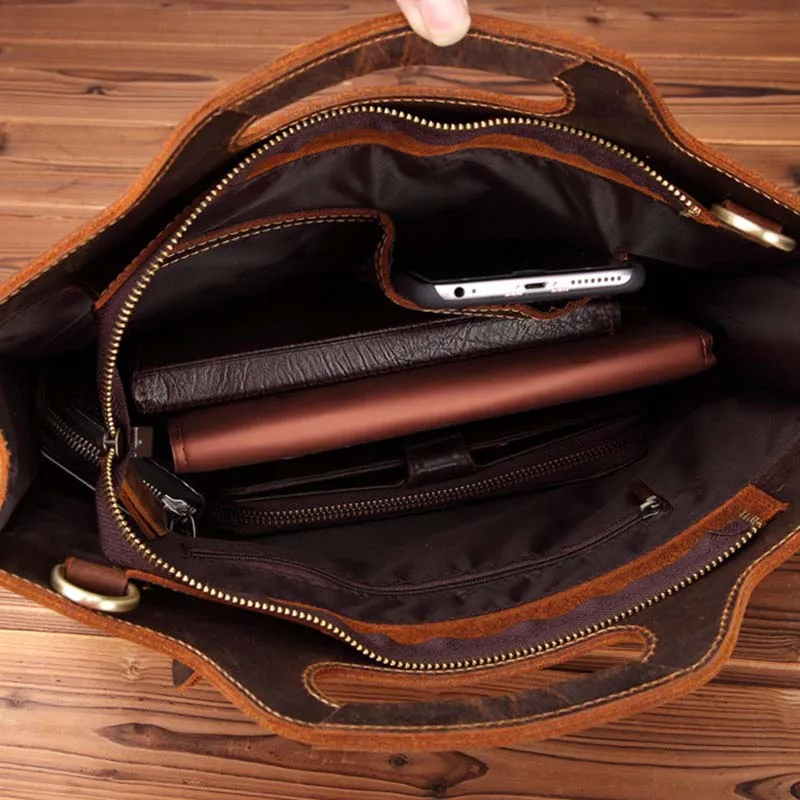 Genuine Leather Men's Briefcase Business Laptop Bag for 13'' Laptop Tote Male Handbag Large Capacity Messenger Shoulder Bags