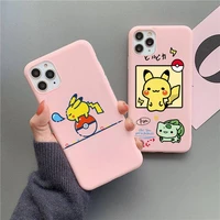 cartoon pokemon pikachu phone case for iphone 13 12 11 pro max mini xs 8 7 6 6s plus x se 2020 xr matte pink silicone cover