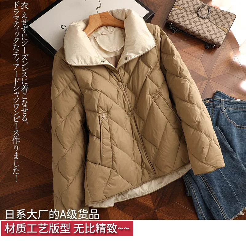 Thin Top Fashion Design Casacos De Inverno Feminino  90%  White Duck Down  Vintage  Autumn/Winter  Covered Button