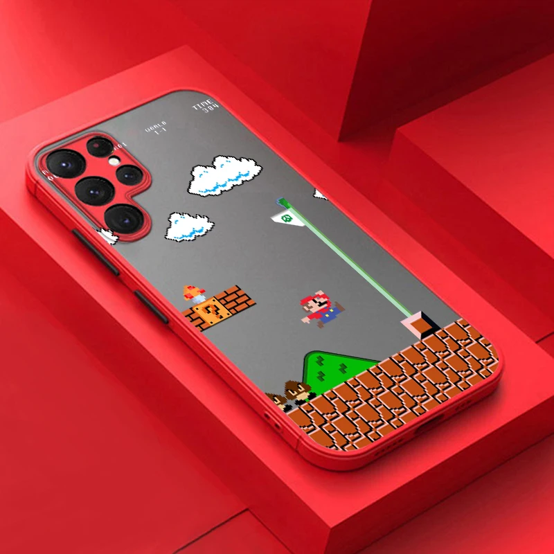 

Hot Games Super Marie Mario Cover For Samsung S23 S22 S21 Ultra S20 FE S10E Lite Plus Frosted Translucent Matte Phone Case