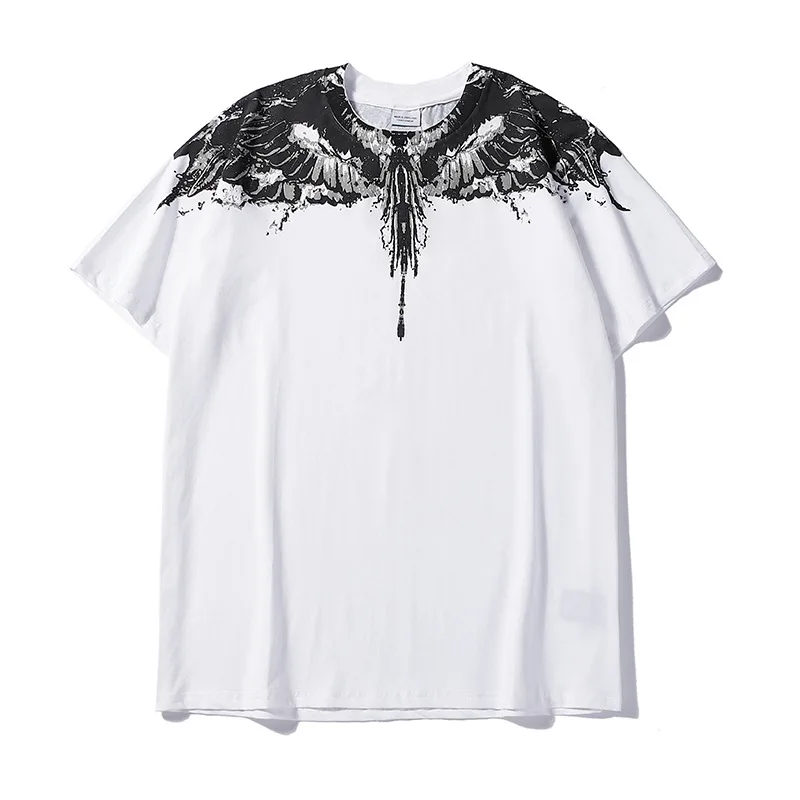 

1:1 Super high quality Short Sleeve Marcelo Classic Phantom Wings T-shirt Colorful Feather Lightning Blade Couple Half Sleeve T