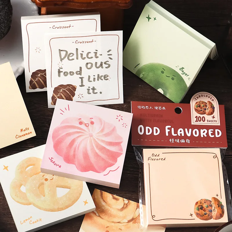 

100 Pcs Cute Cookies Bread Memo Notes Writing Pads Scrapbook Decorations TODO List For Kids Office School Supplies Creative Gift