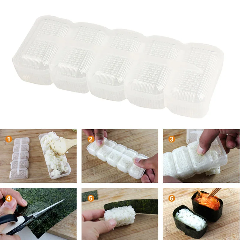 

Japan Nigiri Sushi Mold Rice Ball 5 Rolls Maker Non Stick Press Bento Tool