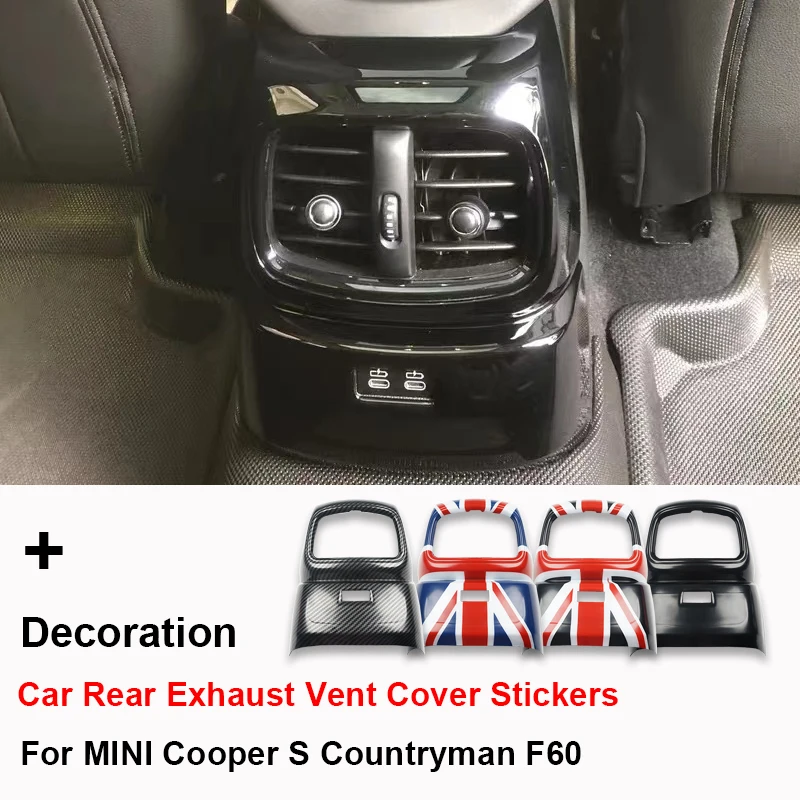 

Union Jack Car Interior Rear Exhaust Vent Outlet Cover Stickers For MINI Cooper S JCW Countryman F60 Auto-styling Accessories