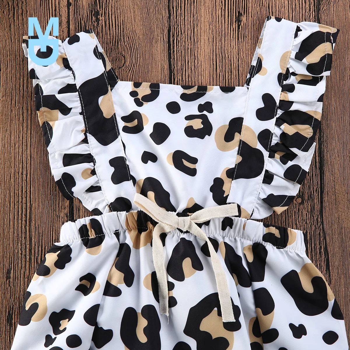 

New born Baby Girls Summer Sleeveless Leopard Ruffle Romper Outfit Clothes