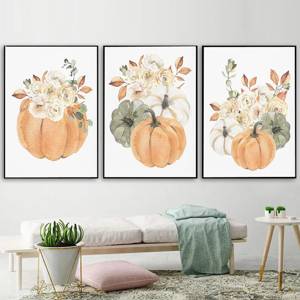 

DIY Digital Oil Painting Kill Time Floral Autumn Bouquet Pumpkin Hand-painted Art Wall Bedroom Home Nursery Decor Special Gift
