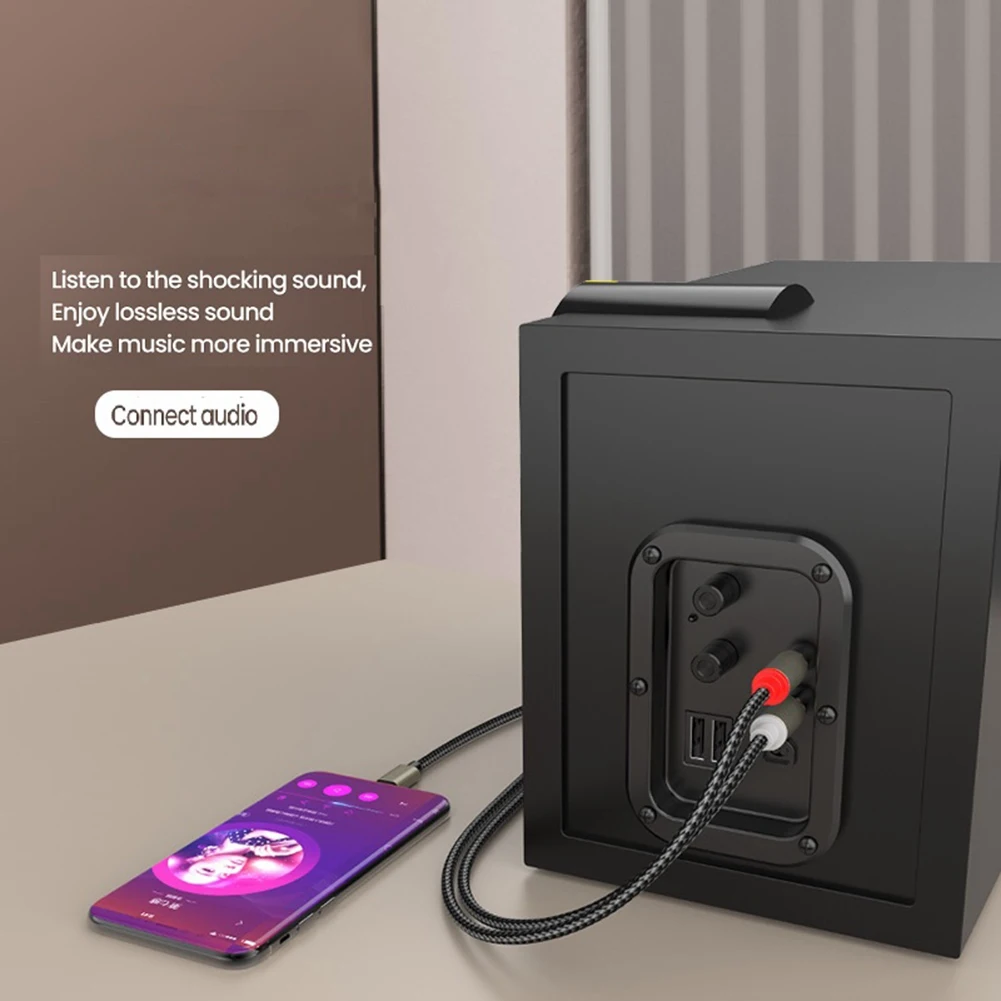 Аудиокабель USB C — 2RCA Адаптер Type-C двойной аудио-видео USB-кабель RCA совместимый с