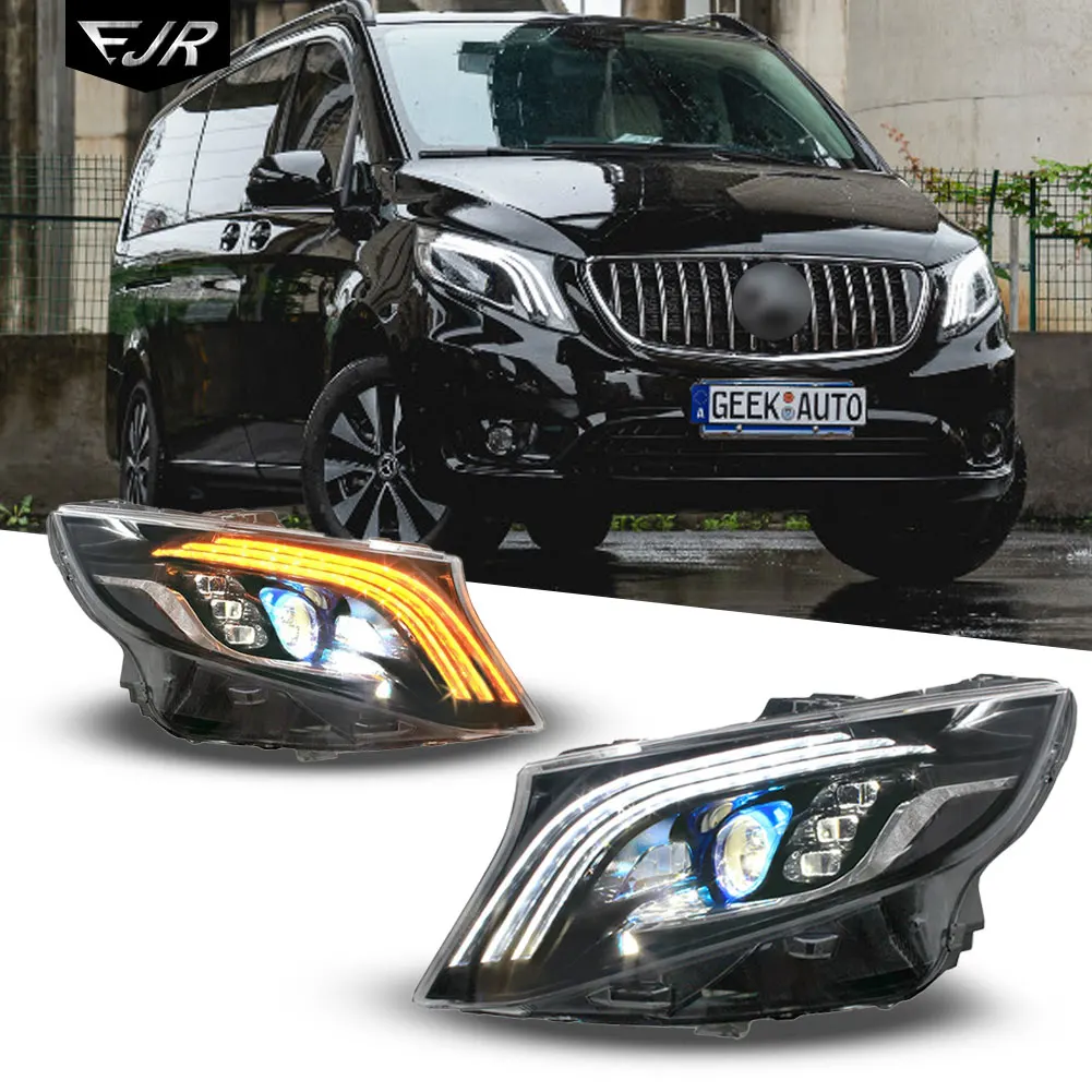 

Фара в сборе для Mercedes Benz VITO 2016-2020, модернизация Maybach, светодиодная DRL, передняя фара, желтый поток, поворот V260 W447