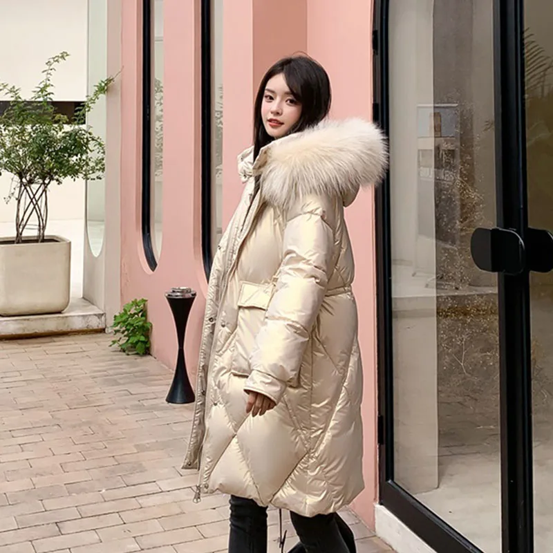 Diamond Lattice Puffer Parkas for Women Korean Fashion Trends Winter Clothing Female Windbreaker Coats Teenage Fur Collar Jacket