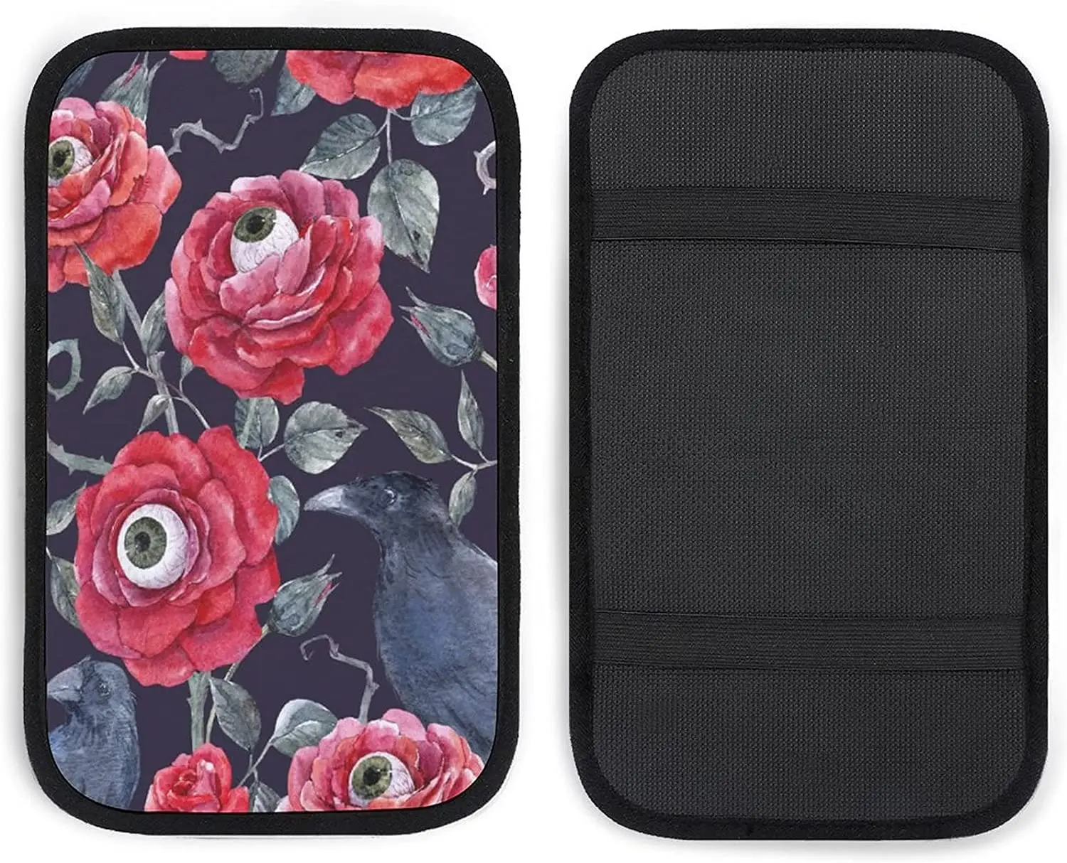 

WoBnay Armrest Box Cover Pad for Car Watercolor Vintage Roses Universal Car Armrest Cushion Cover Red Flowers Pattern Center Con