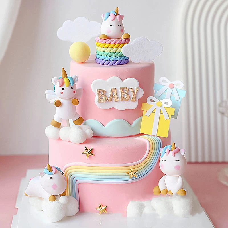 

Unicorn Cake Topper White Cloud Cupcake Topper Kids 1st Birthday Cake Decor Baby Shower Girl Favors Cake Decorating