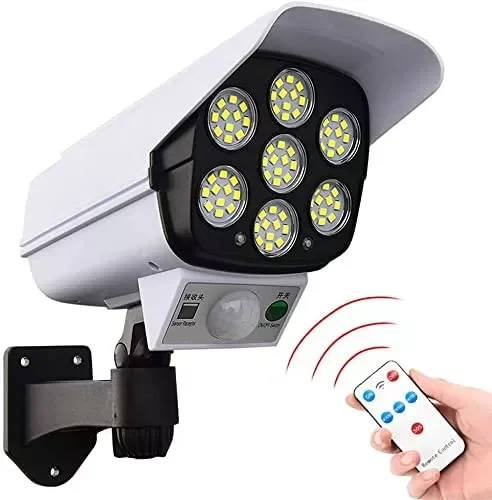 

NEW2023 Solar Outdoor Simulation Motion Sensor LED Flood Light IP65 Waterproof Wall Lamp Fake Surveillance Camera Security for C