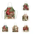 Кухонный Фартук, красный грузовик, Рождественская елка желаний, печатные хлопковые льняные фартуки без рукавов для мужчин и женщин, инструменты для уборки дома 68x55 см