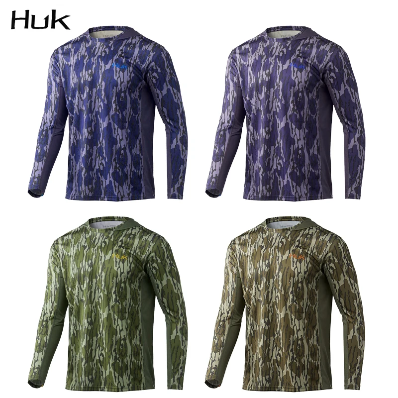 

HUK performance fishing Clothing Men Shirt Print Camisa De Pesca Fishing Long Sleeve Uv Protection Shirt Solarvent hoody pro