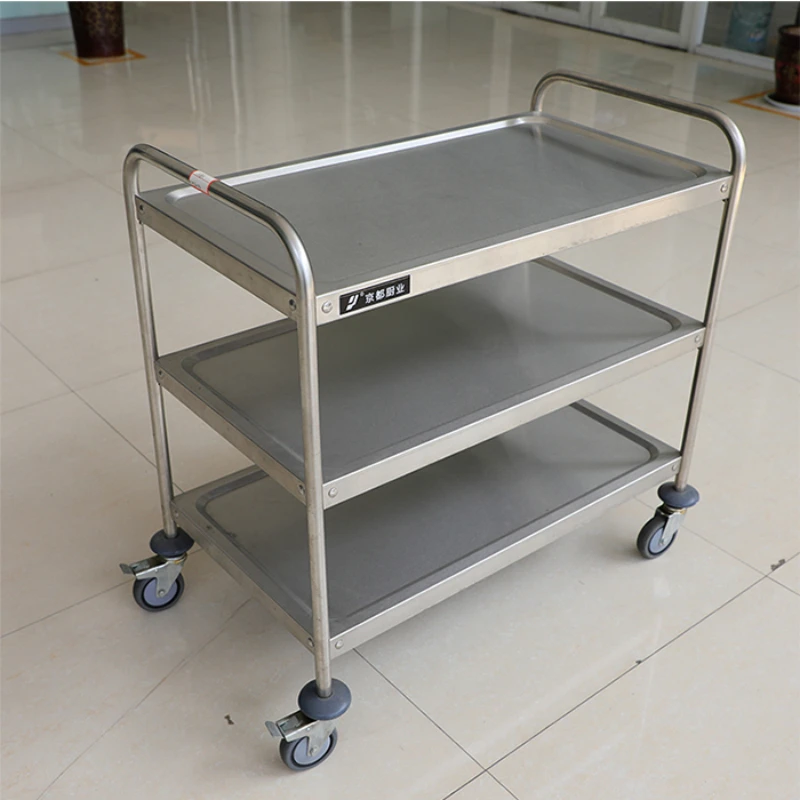 

Restaurant and hotel supplies Stainless steel food serving trolley With Dining Cart kitchen storage trolley
