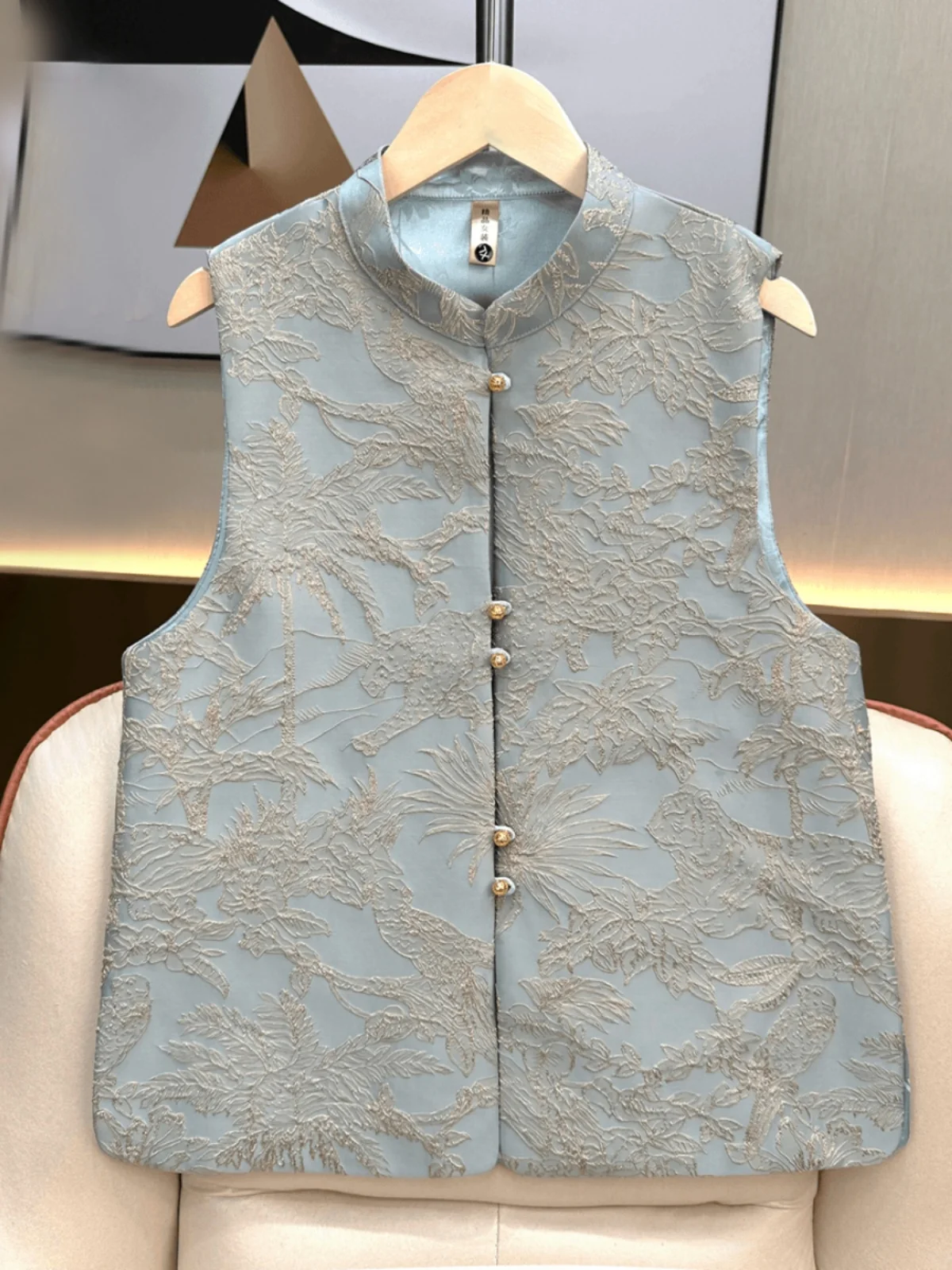 Осень-зима 2023 парчовый жаккардовый двусторонний воротник-стойка повседневный