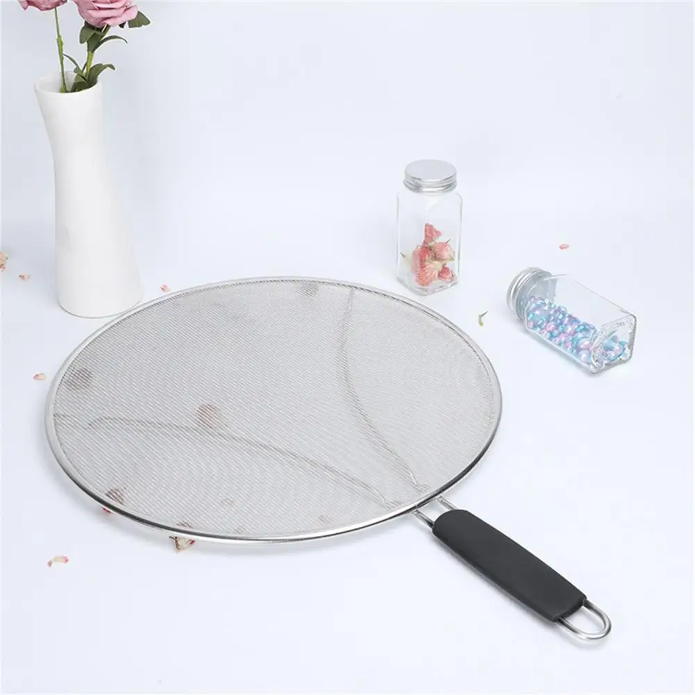 

Heat Resistant Oil Proofing Lid Filter With Handle Anti-slip Stainless Steel Frying Pan Splatter Baffle Guard Kitchen Utensils