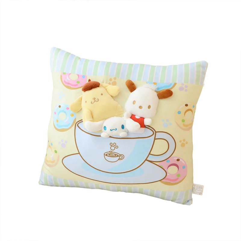 

Sanrio Cute Cinnamoroll Pom Pom Purin Pochacco Throw Pillow Very Soft Cuddly Plush Toy Kawaii Japanese Style Anime Plushies Girl