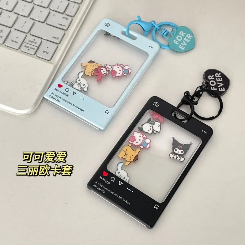 Kawaii Sanrios брелок милый Kuromi Purindog держатель для карт Hellokittys студенческая еда карта