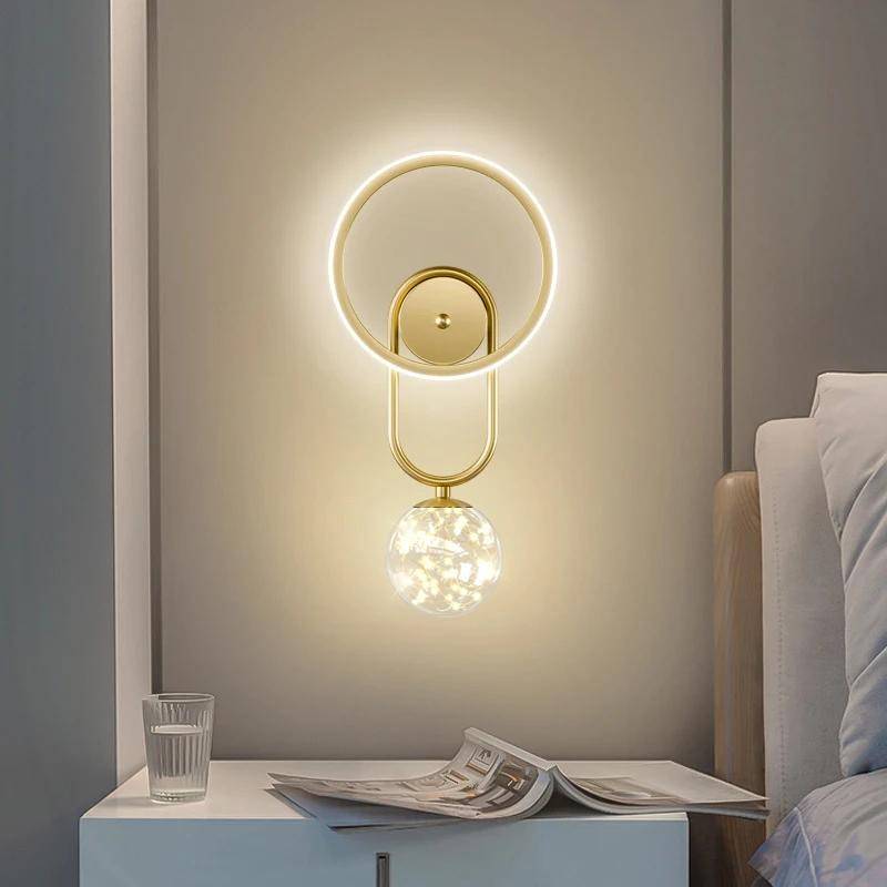 Nordic Luxury LED Bedside Reading Wall Lamp Lights For Master Bedroom Creative Background Lighting Decoration Aisle Sconces