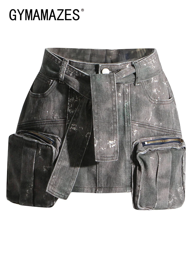 

Женская облегающая мини-юбка с карманами и высокой талией