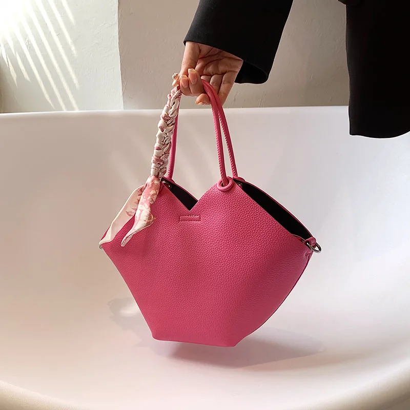 

Large Capacity Litchi Grain Pu Leather Tote Bag for Women 2022 Summer New Design Commuter Single Shoulder Messenger Handbag