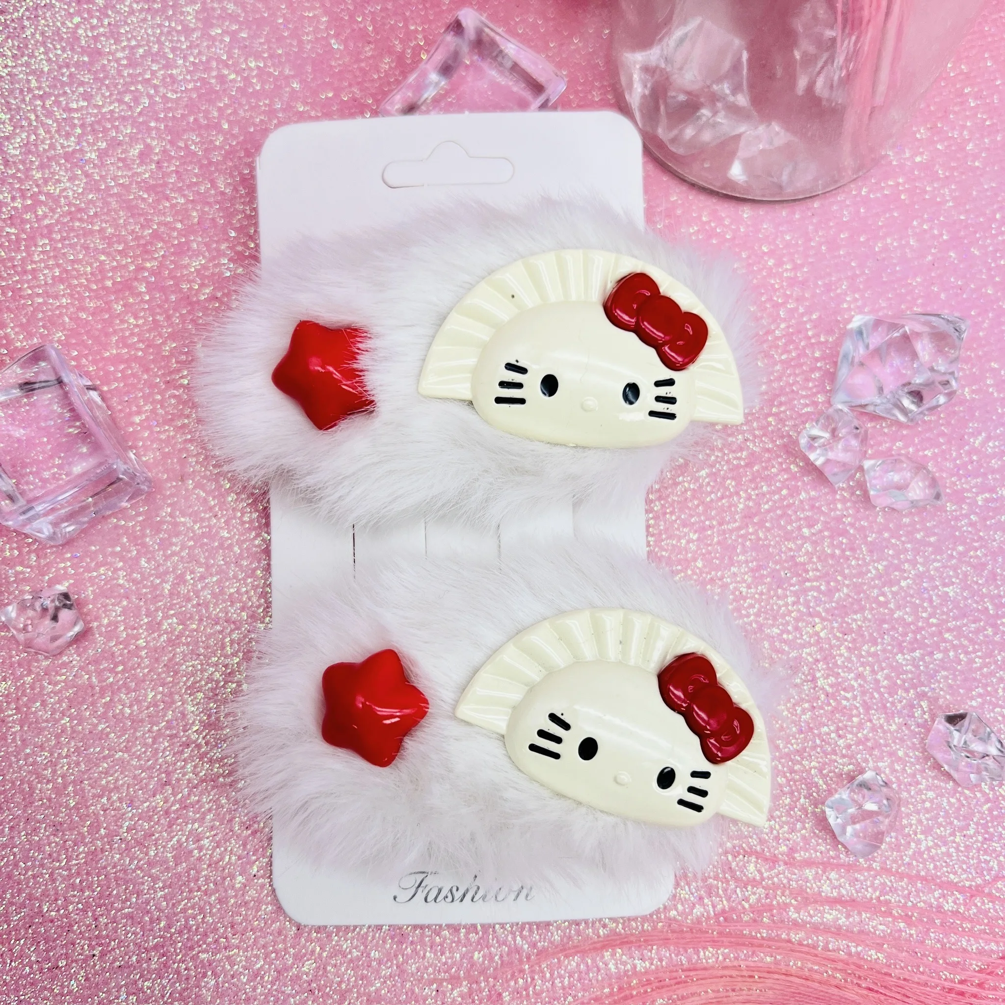 Набор Плюшевых Заколок Hello Kitty Для Девочек Декоративные Боковые Заколки Волос