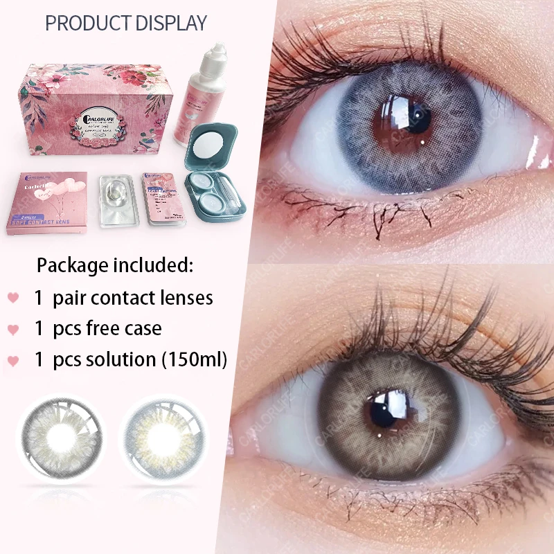 

EYESHA Natural Color Contact Lenses for Eyes Eye and Contact Lens Solution(150ml) Nursing 2pcs Yearly Fashion Blue Contact Lense