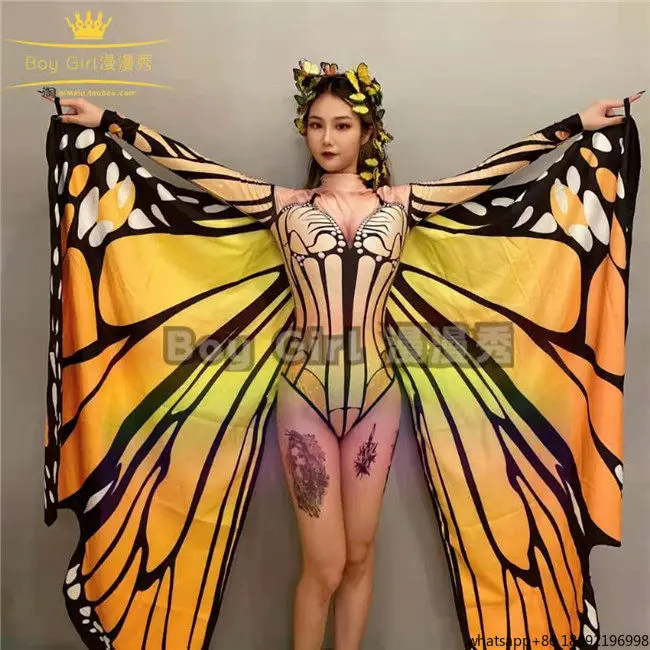 Фото Костюм для выступлений Butterfly Catwalk: Красивые крылья бабочки в стиле Мори для сцены, открытия, бара, DSGOGO, атмосферный сценический наряд №1