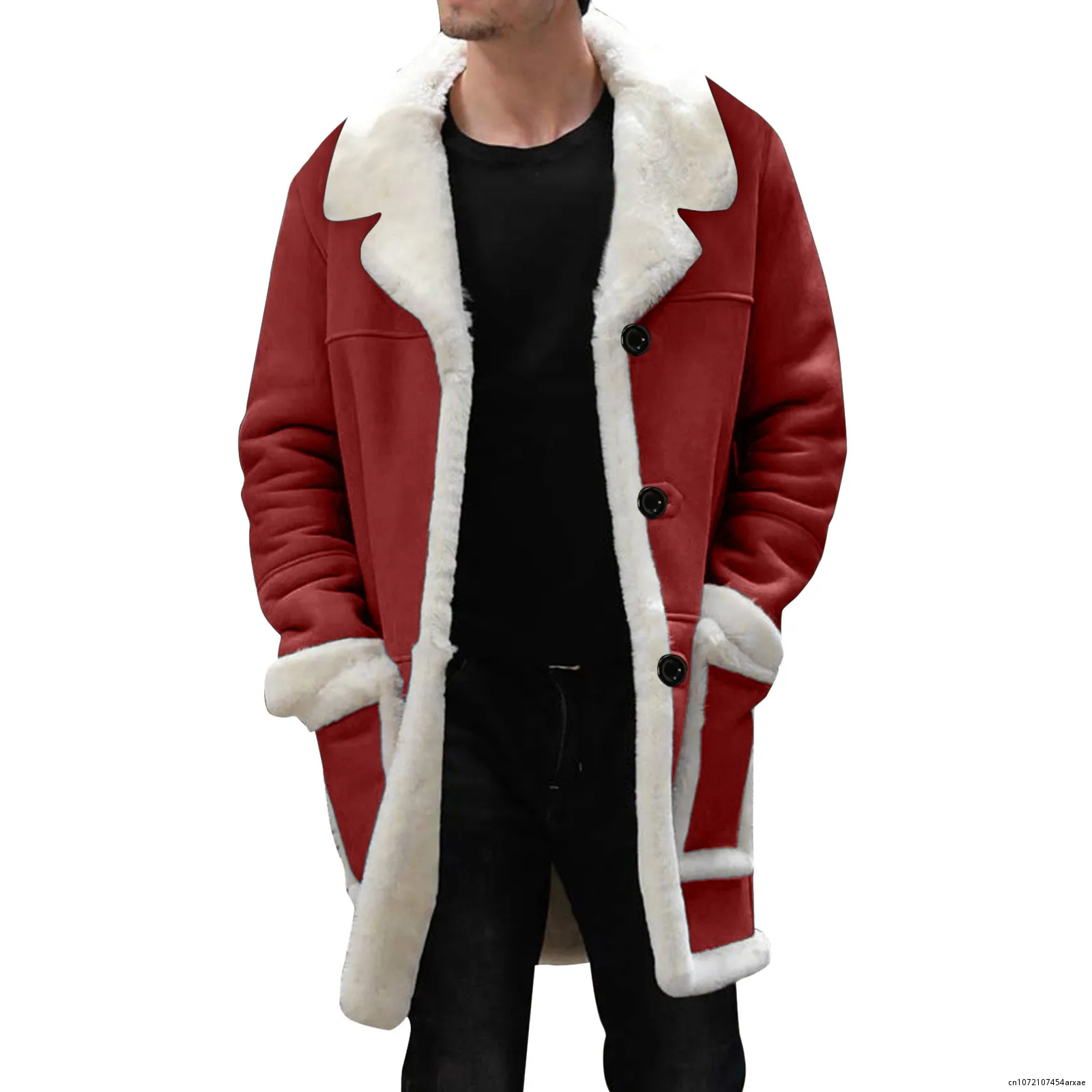 

Men Winter Coat Lapel Collar Long Sleeve Padded Leather Jacket Vintage Thicken Coat Sheepskin Jacket Winter Jacket Outwear