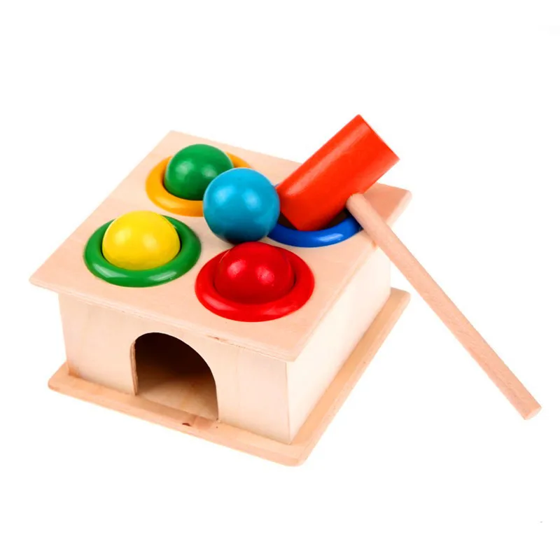 

Baby Educational Toys Wooden Hammering Ball with Hammer Box Color Cognitive Matching Toy Children Early Learning Toy Xmas Gift