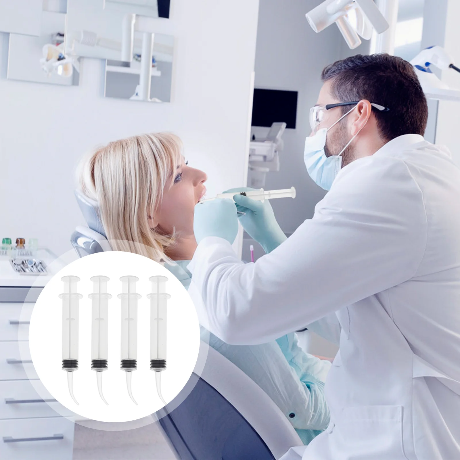 

4pcs with Curved Tip Irrigation Squirt Mouthwash Cleaner Care Supplies