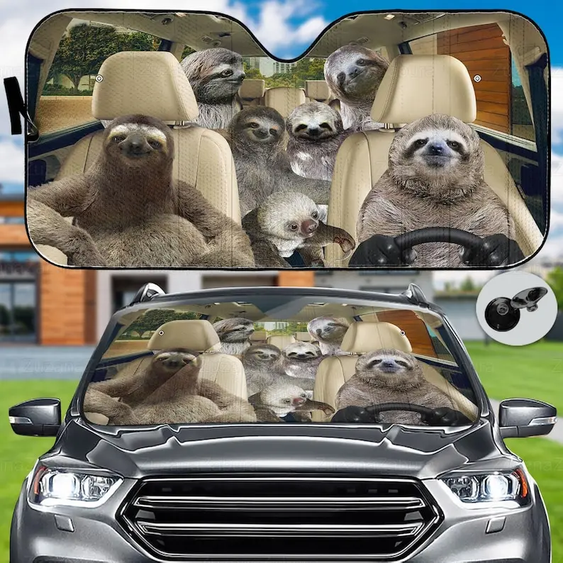 

Sloth Family Car Sunshade, Sloth Car Decoration, Car Sun Protector, Cute Animal Auto Sunshade, Animal Lover Gifts,
