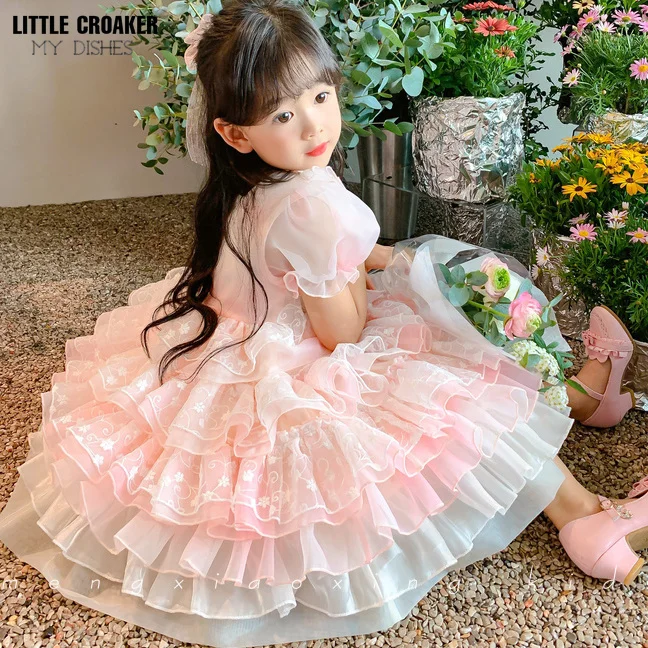 

Flower Girls Evening Party Dress For Girls Big Bow Lace Sequins Princess Dress Fantasy Kids Baby Children Formal Wedding Dress