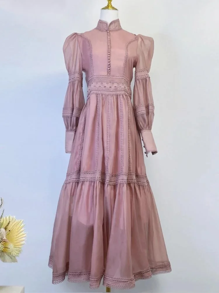 Роскошные дизайнерские осенние однобортные вечерние платья макси на пуговицах