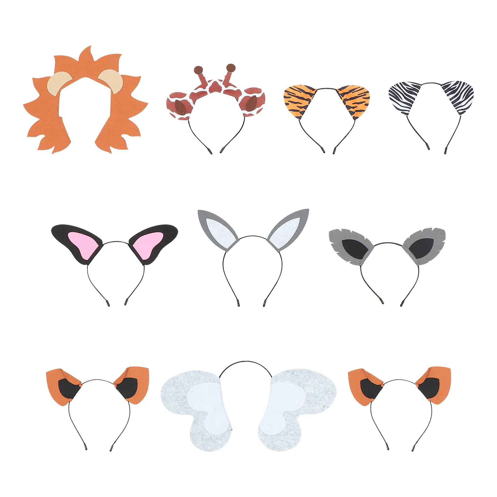 

10Pcs Ear Headbands Ears Headband Felt Themed Hair Cartoon for Parties, Assorted style