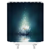 magic lotus floral shower curtain waterlily flowers leaves moon blue starry night art spa zen polyester cloth bathroom curtains