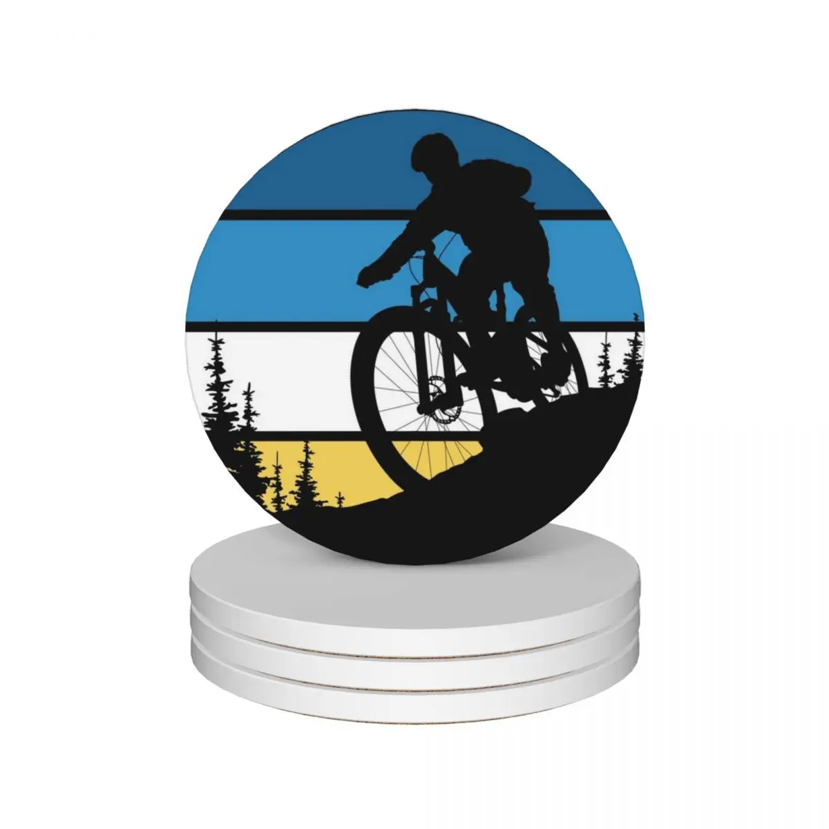 Горный горный велосипед керамические подставки (набор из 4) Симпатичные кухонные