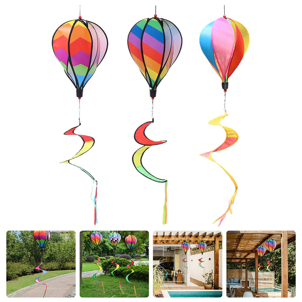 

3Pcs Hot Air Balloon Pendants Rotation Windmill Garden Lawn Yard Ornament