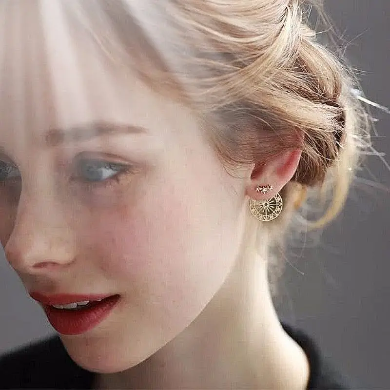 

SheShine S925 Silver Needle Earrings For Women Delicate Shining Star Ferris Wheel Star Earrings Jewelry For Evening Hoop Earring