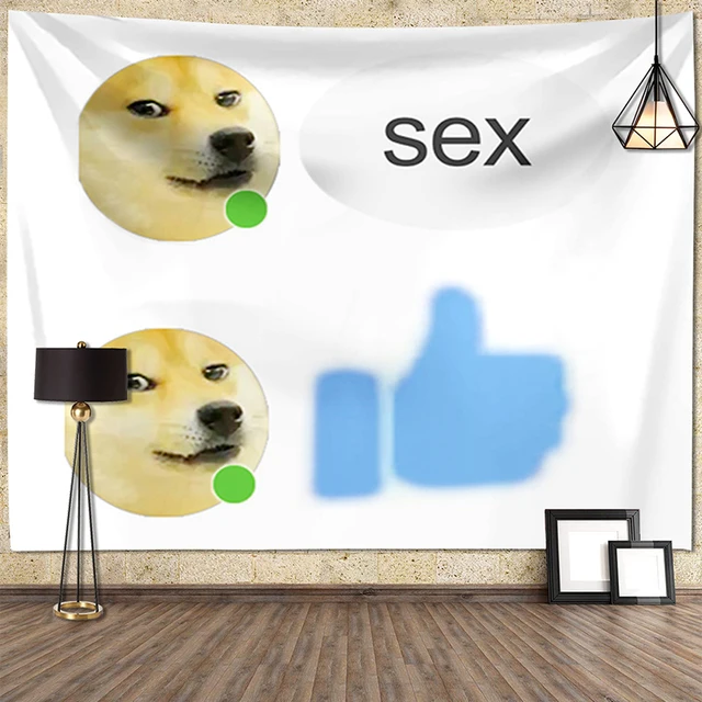 дог секс Doge секс как узор Забавный мем гобелен в эстетике макраме настенный  занавес декор для комнаты ковер тканевое одеяло простыня пляжные коврики |  AliExpress