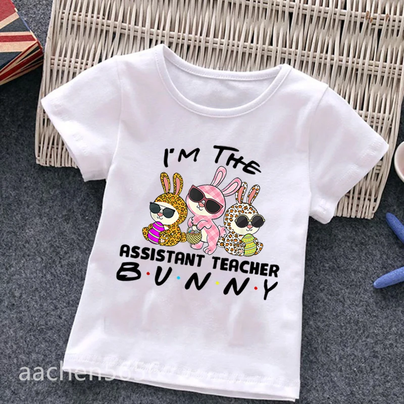 Rabbit Teacher Print T-shirts Boys Summer Clothes Girls Cartoon Tops Kids Clothes Boys 8 To 12 ,Drop Ship