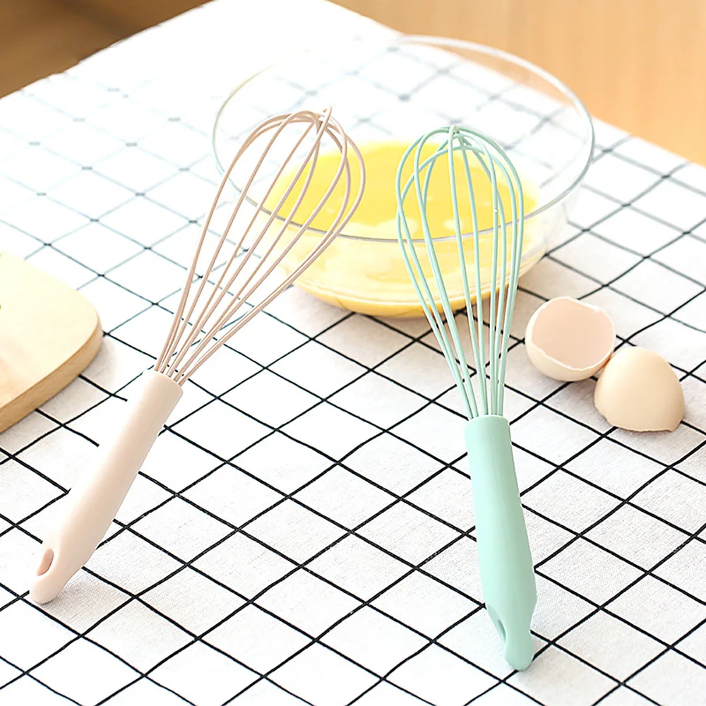 

Convenient Silicone Handle Kitchen Accessories Baking Tool Stirring Whisk Egg Beater Egg Mixer Blender