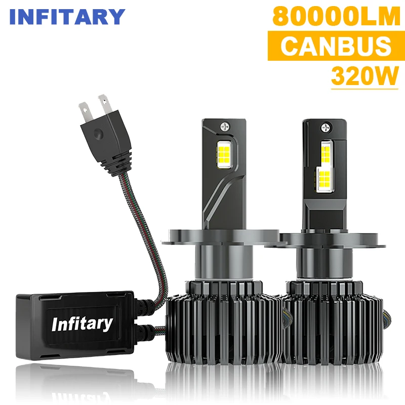Автомобильная фара INFITARY Canbus светодиодный H7 H4 320 лм 9005 Вт H11 HB3 9006 HB4 9012 HIR2 6000 H1 K, яркая белая фонарь для автомобиля, пара Автомобильная фара INFITARY Canbus светодиодный H7 H4 320 лм 9005 Вт H11 HB3 9006 HB4 9012 HIR2 6000 H1 K, яркая белая фонарь для автомобиля, пара