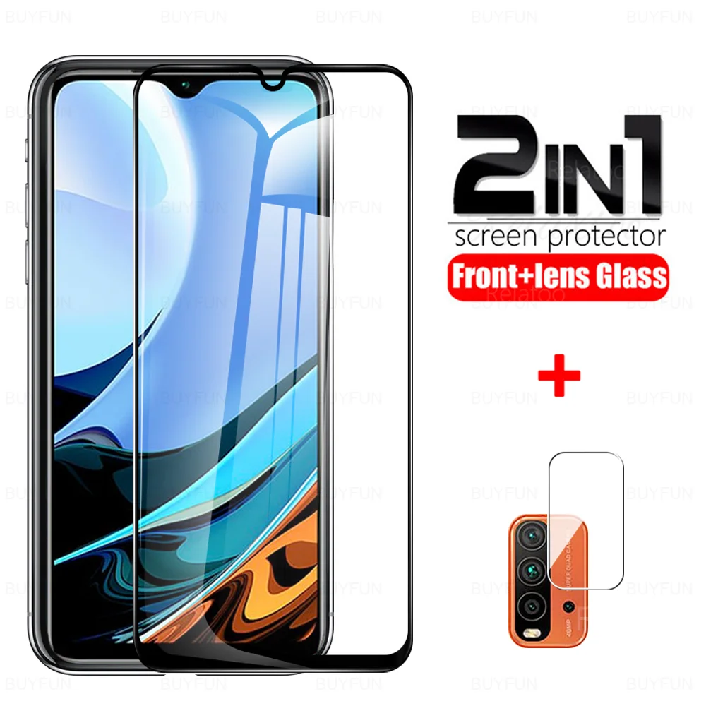 

Черное закаленное переднее стекло 2-в-1 для Xiaomi Redmi 9T 9 9A 9C, Защитное стекло для объектива камеры, Защита экрана для Redmi9T