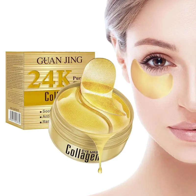 

60pcs Moisturizing 24K Gold Eye Patches Collagen Gel Eye Patch Remove Puffiness Dark Circles Moisturizing Sleep Eyes Pads