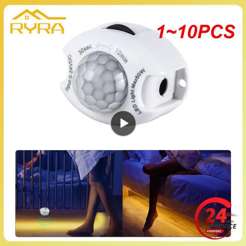 

1~10PCS Motion Sensor DC 5V 12V Light Switch Movement Detector Activated Timer Automatic PIR Motion Sensor LED Strip Light